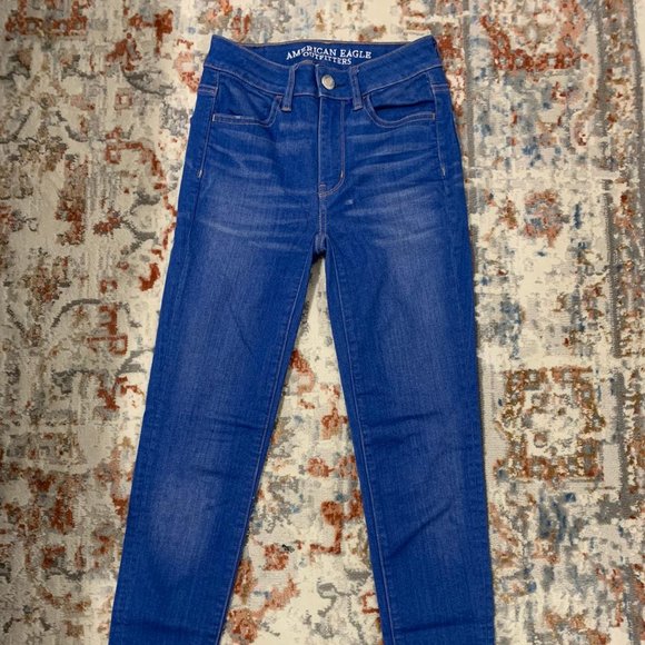 American Eagle Hi-Rise Sapphire Blue Jegging - Size 00 - Picture 3 of 6